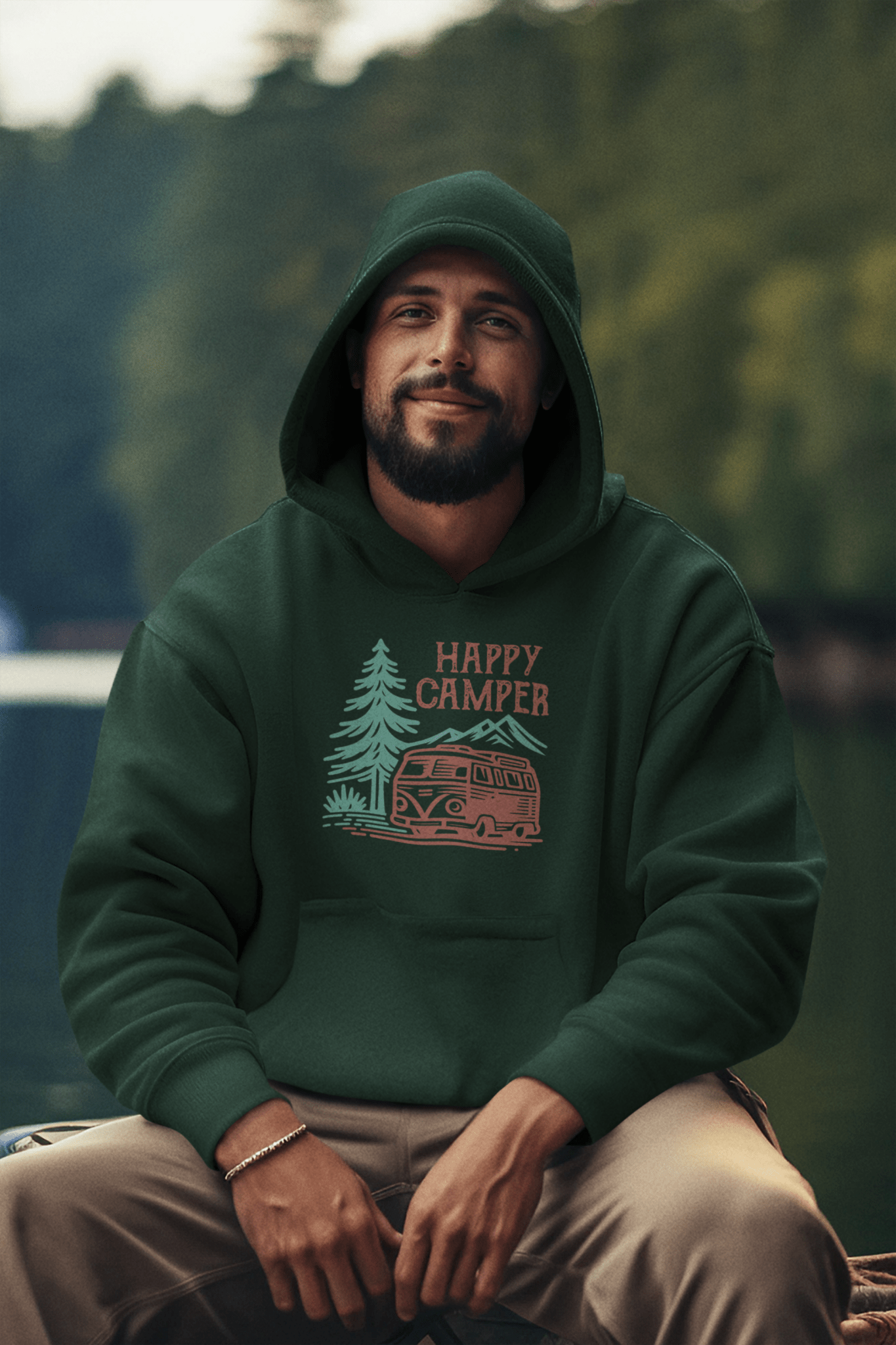 Happy Camper Unisex Hoodie - Adventure in Comfort - EternalAscension
