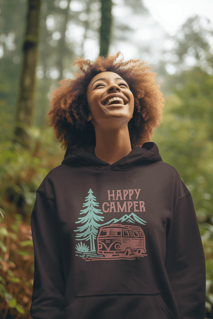 Happy Camper Unisex Hoodie - Adventure in Comfort - EternalAscension