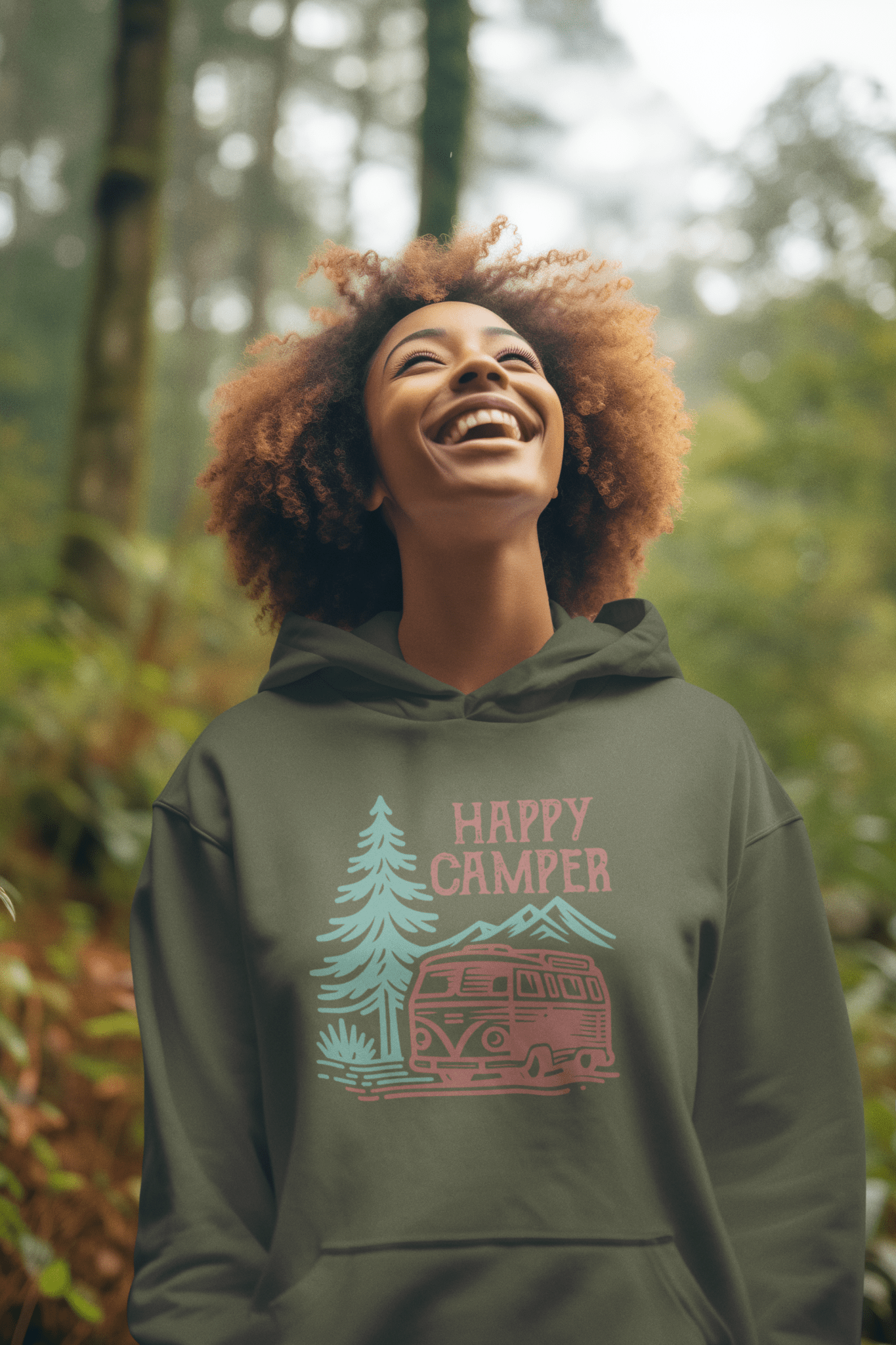 Happy Camper Unisex Hoodie - Adventure in Comfort - EternalAscension