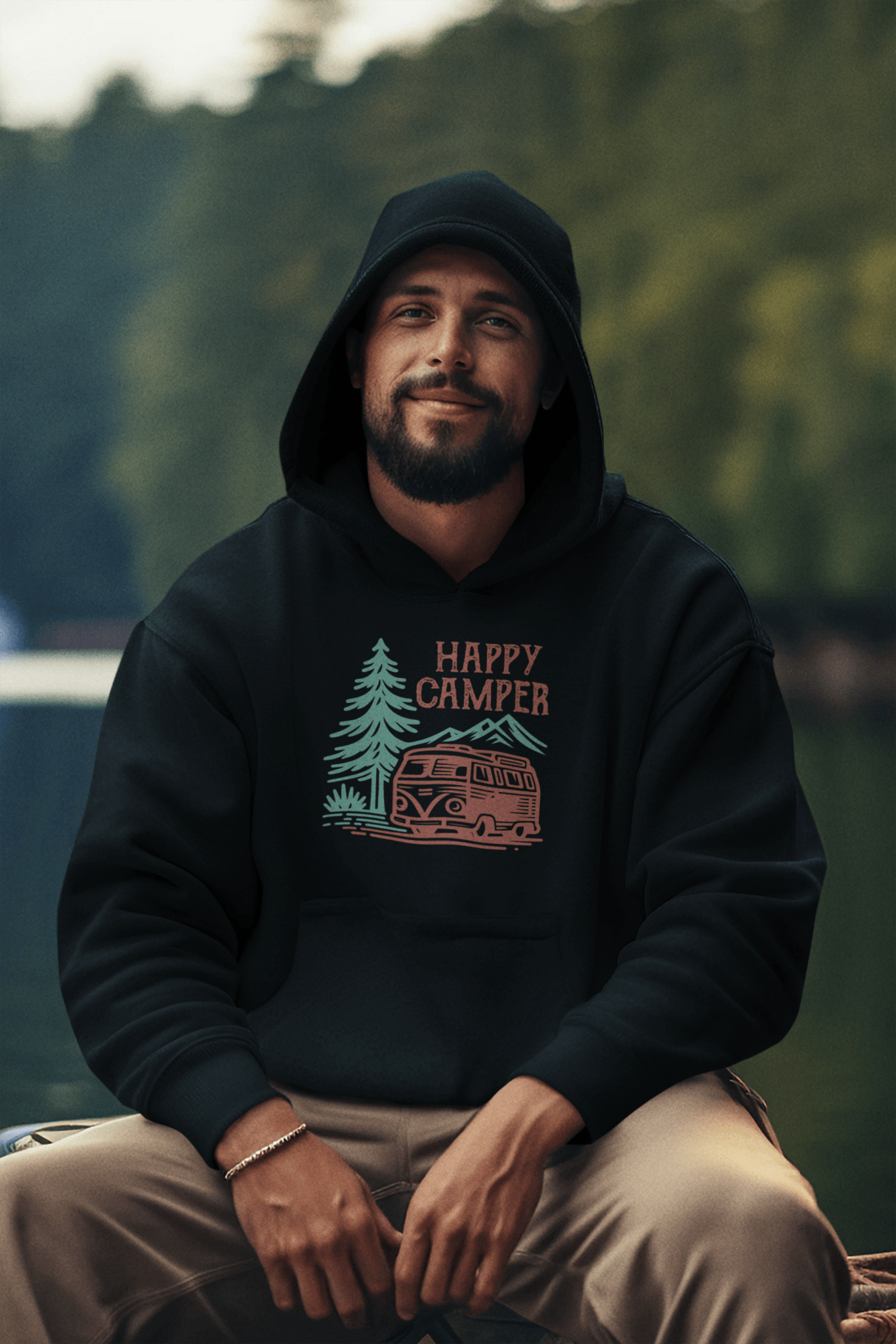 Happy Camper Unisex Hoodie - Adventure in Comfort - EternalAscension
