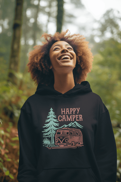 Happy Camper Unisex Hoodie - Adventure in Comfort - EternalAscension