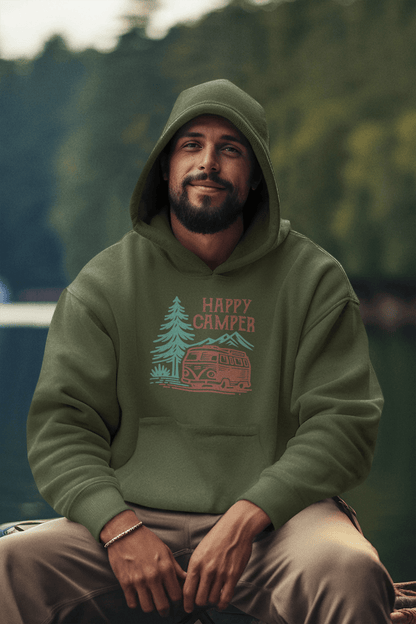 Happy Camper Unisex Hoodie - Adventure in Comfort - EternalAscension
