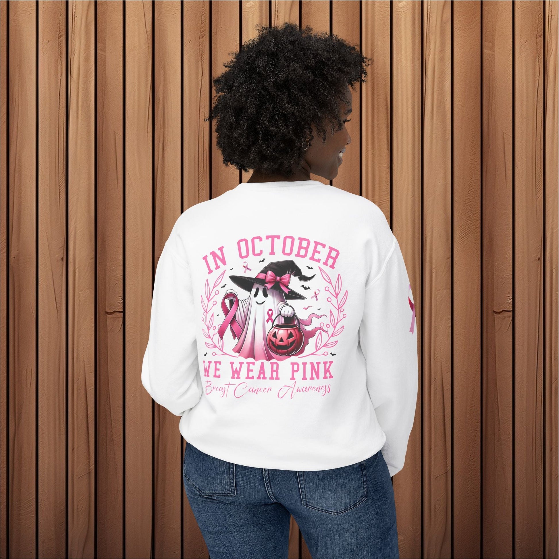 Haunted Hope, Breast Cancer Awareness Crewneck Sweatshirt - EternalAscension