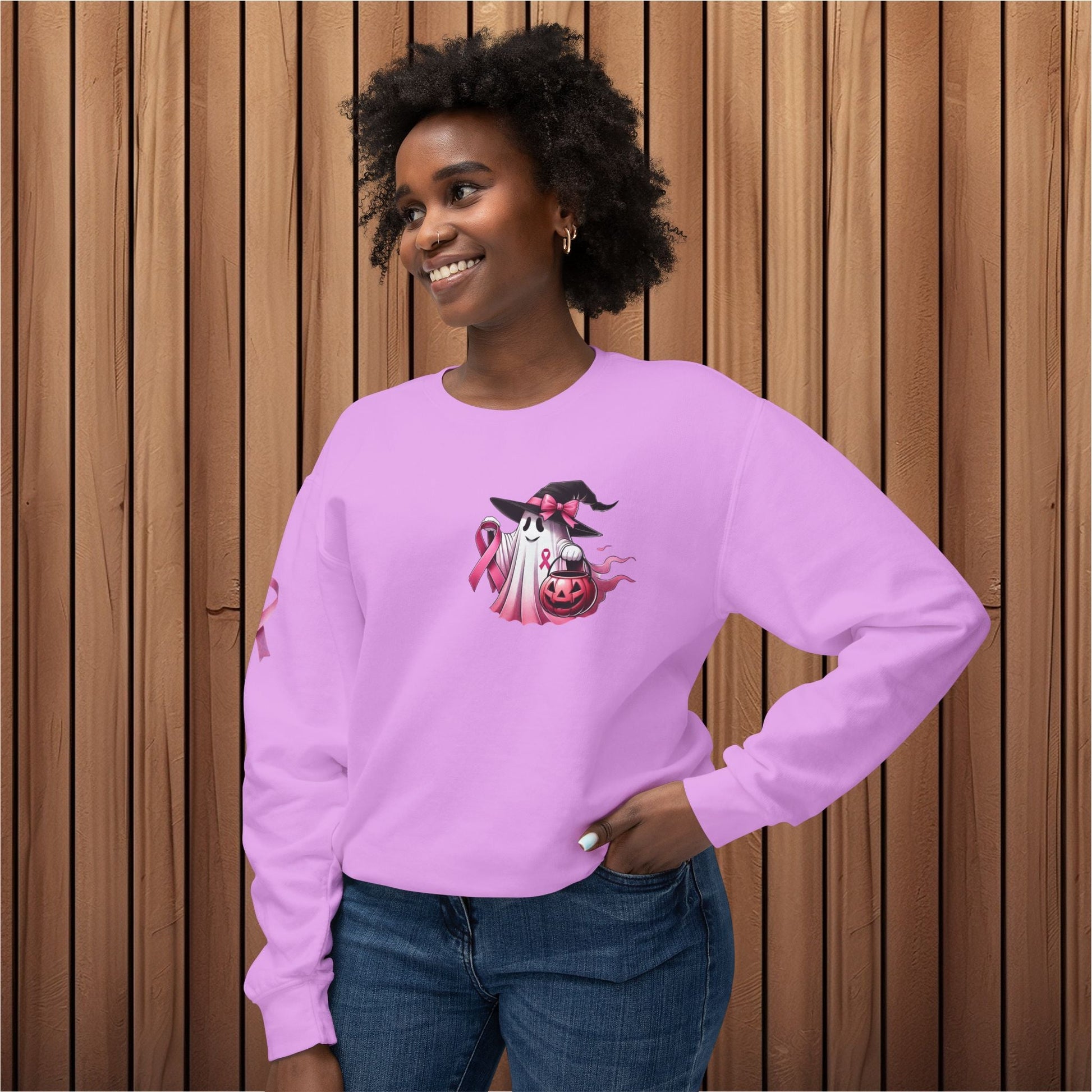 Haunted Hope, Breast Cancer Awareness Crewneck Sweatshirt - EternalAscension