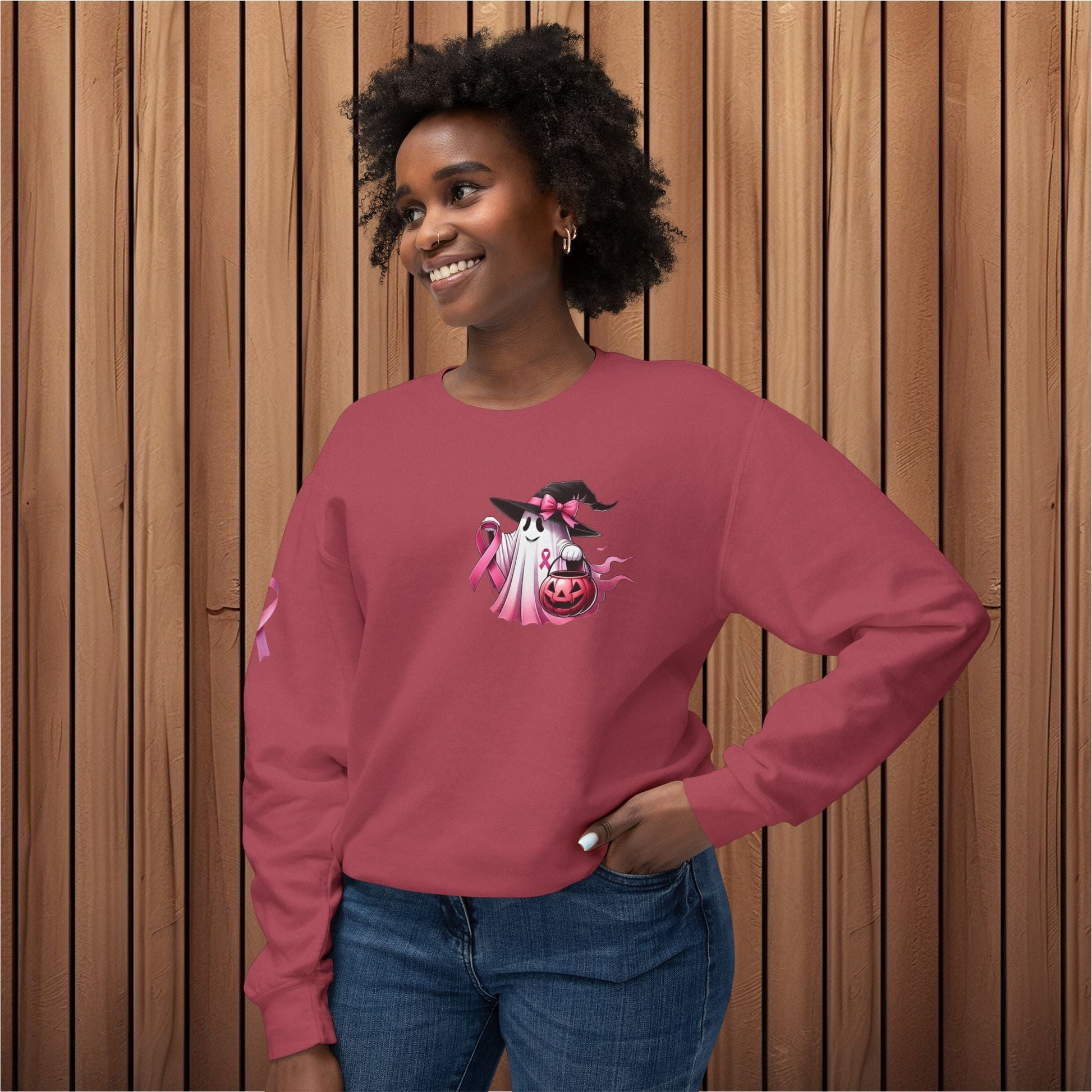 Haunted Hope, Breast Cancer Awareness Crewneck Sweatshirt - EternalAscension