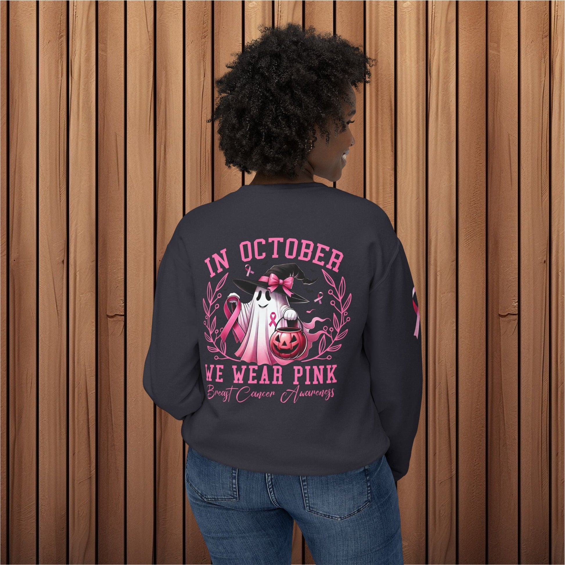 Haunted Hope, Breast Cancer Awareness Crewneck Sweatshirt - EternalAscension