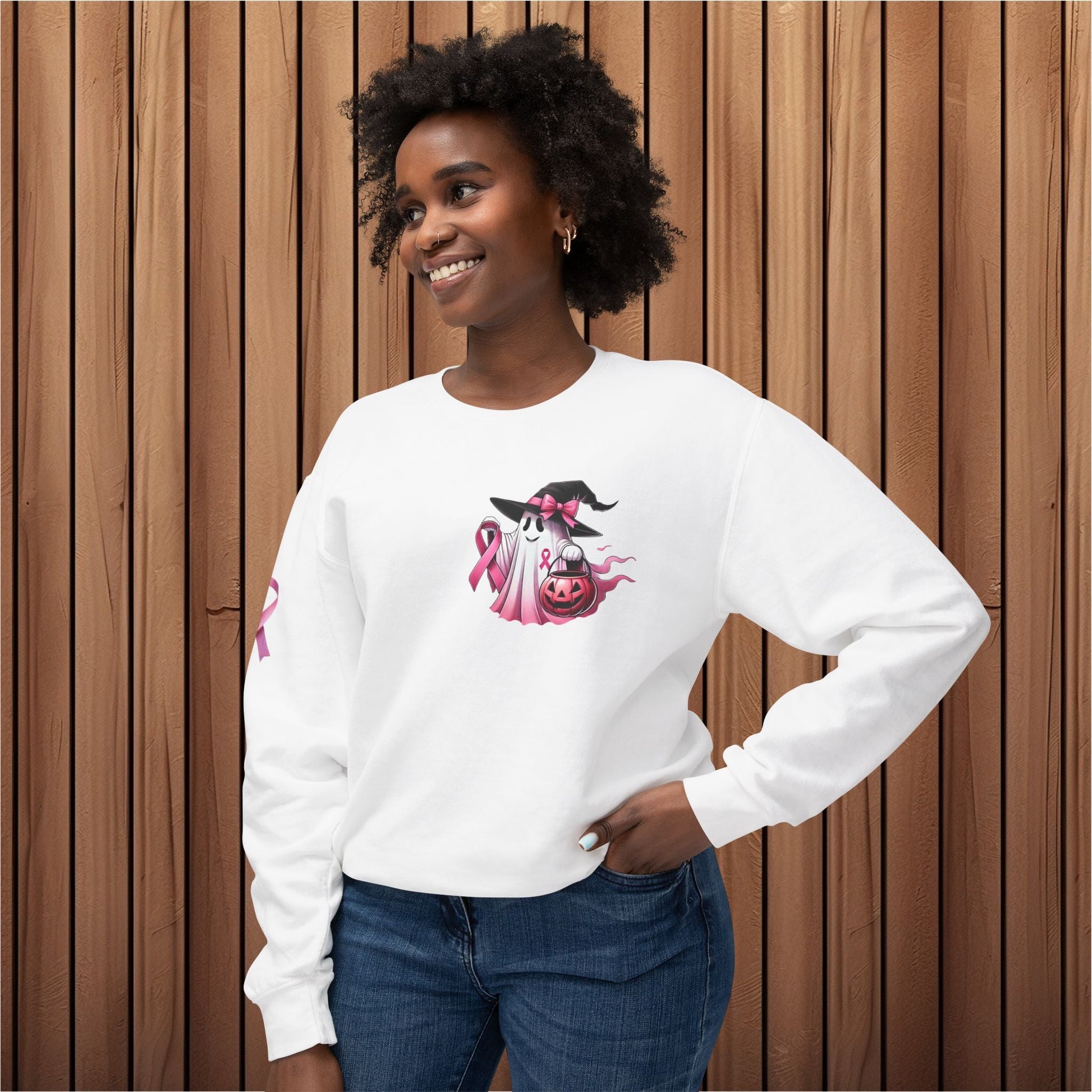 Haunted Hope, Breast Cancer Awareness Crewneck Sweatshirt - EternalAscension