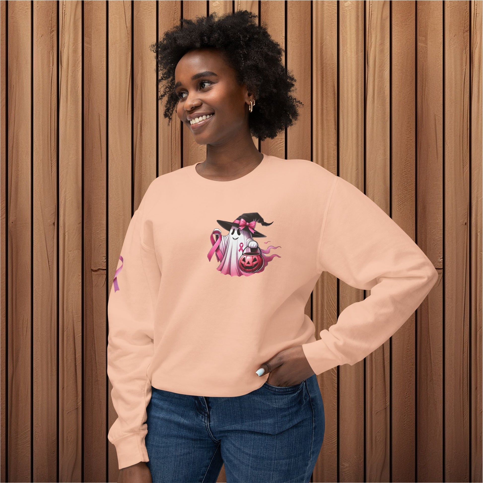 Haunted Hope, Breast Cancer Awareness Crewneck Sweatshirt - EternalAscension