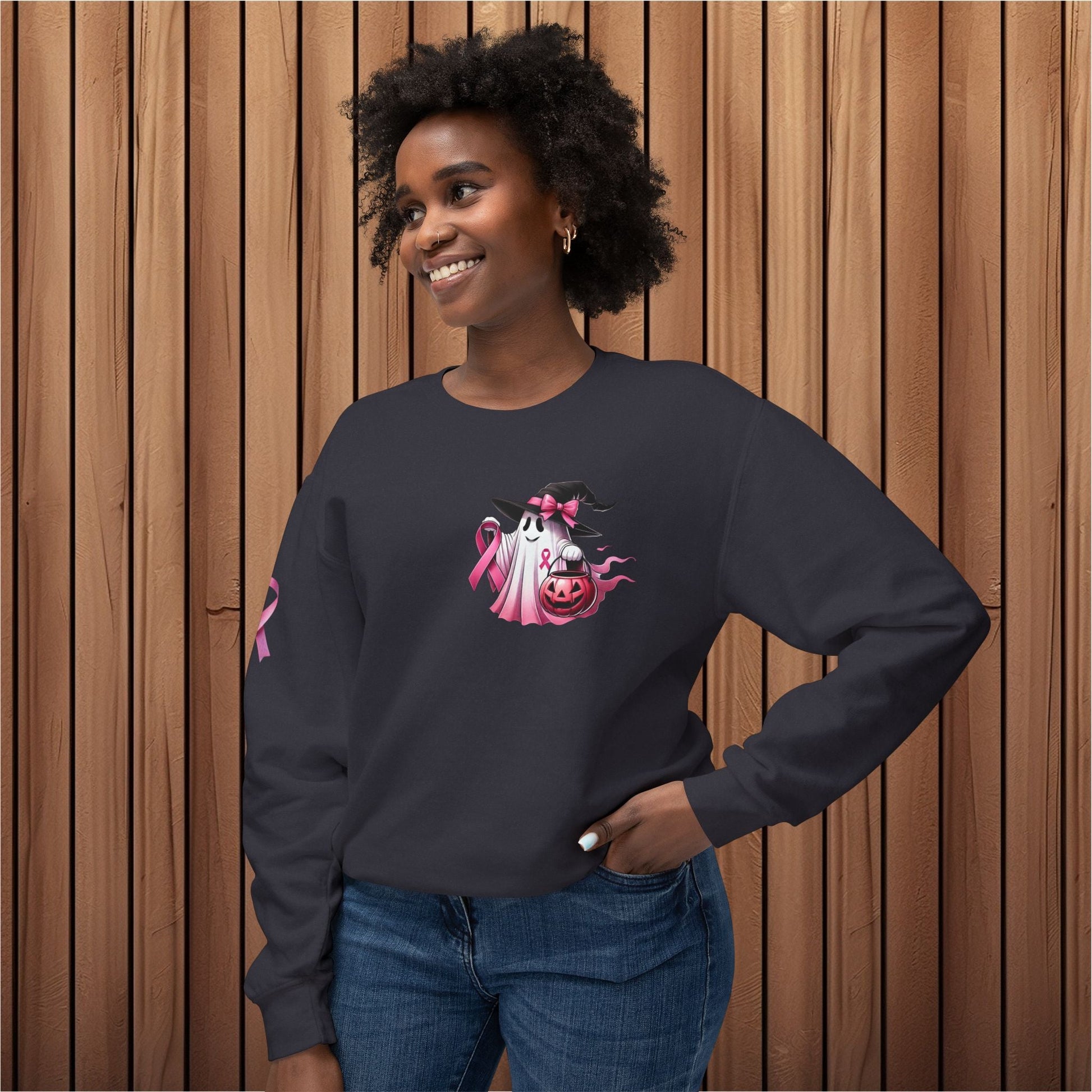 Haunted Hope, Breast Cancer Awareness Crewneck Sweatshirt - EternalAscension