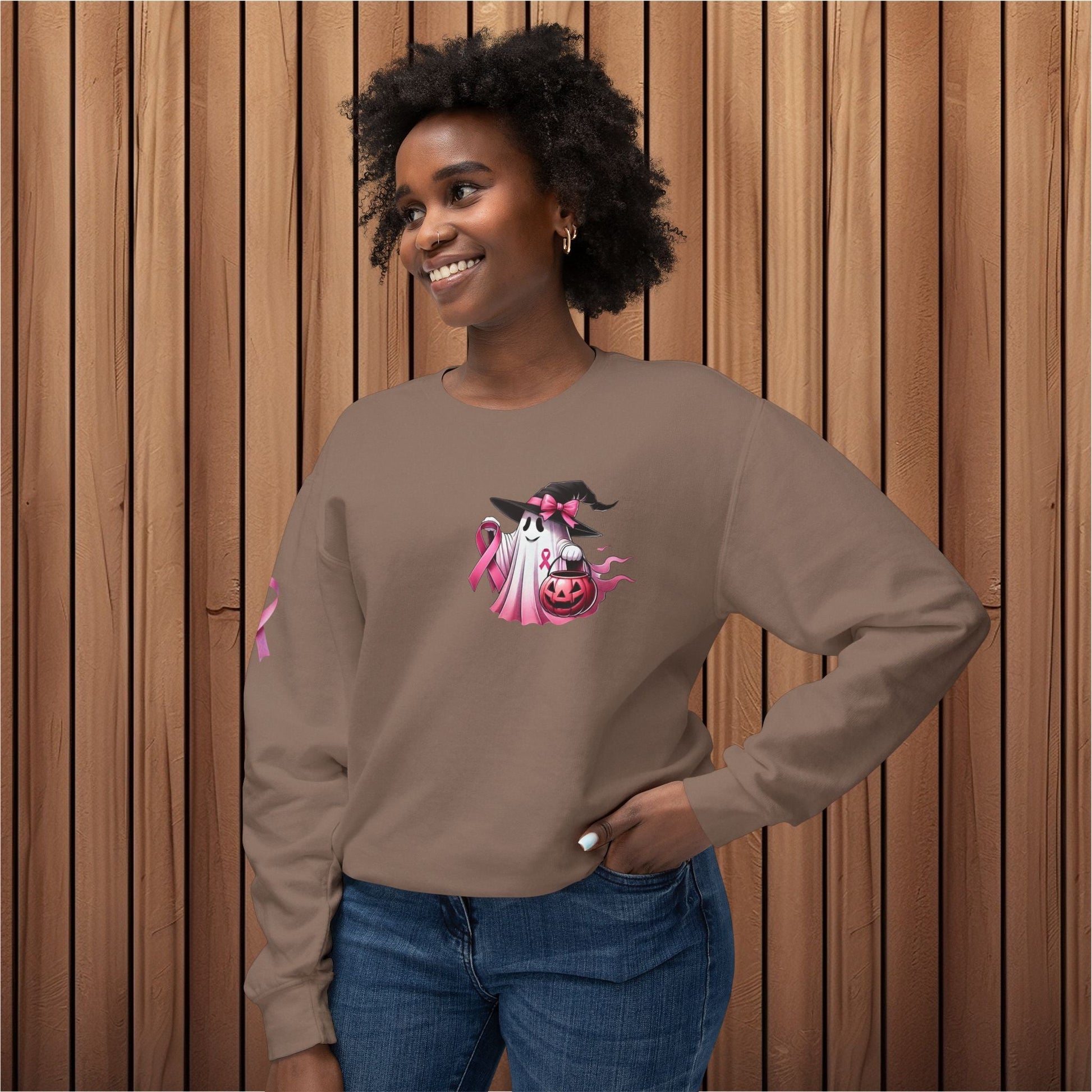Haunted Hope, Breast Cancer Awareness Crewneck Sweatshirt - EternalAscension