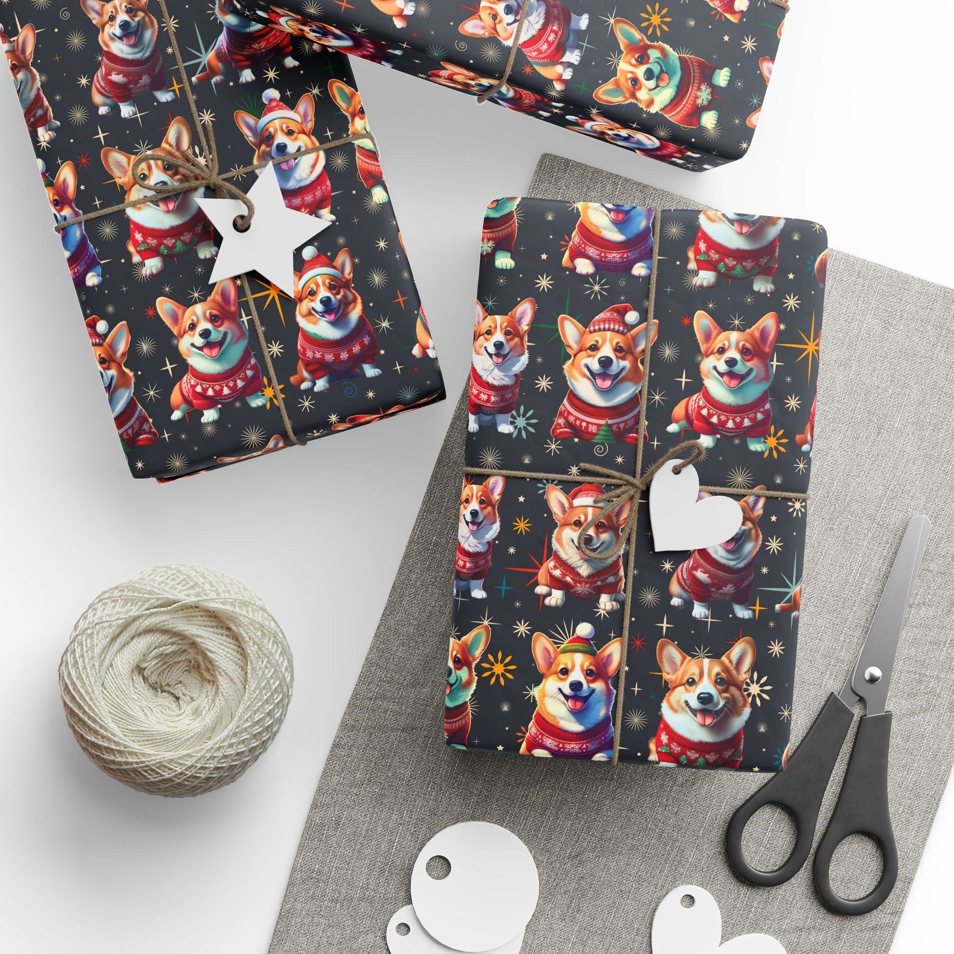 Holiday Corgis Wrapping Paper, Festive Christmas Gift Wrap, Cute Dog Lover Presents, Custom Printed Paper, Matte or Glossy, Three Sizes - EternalAscension