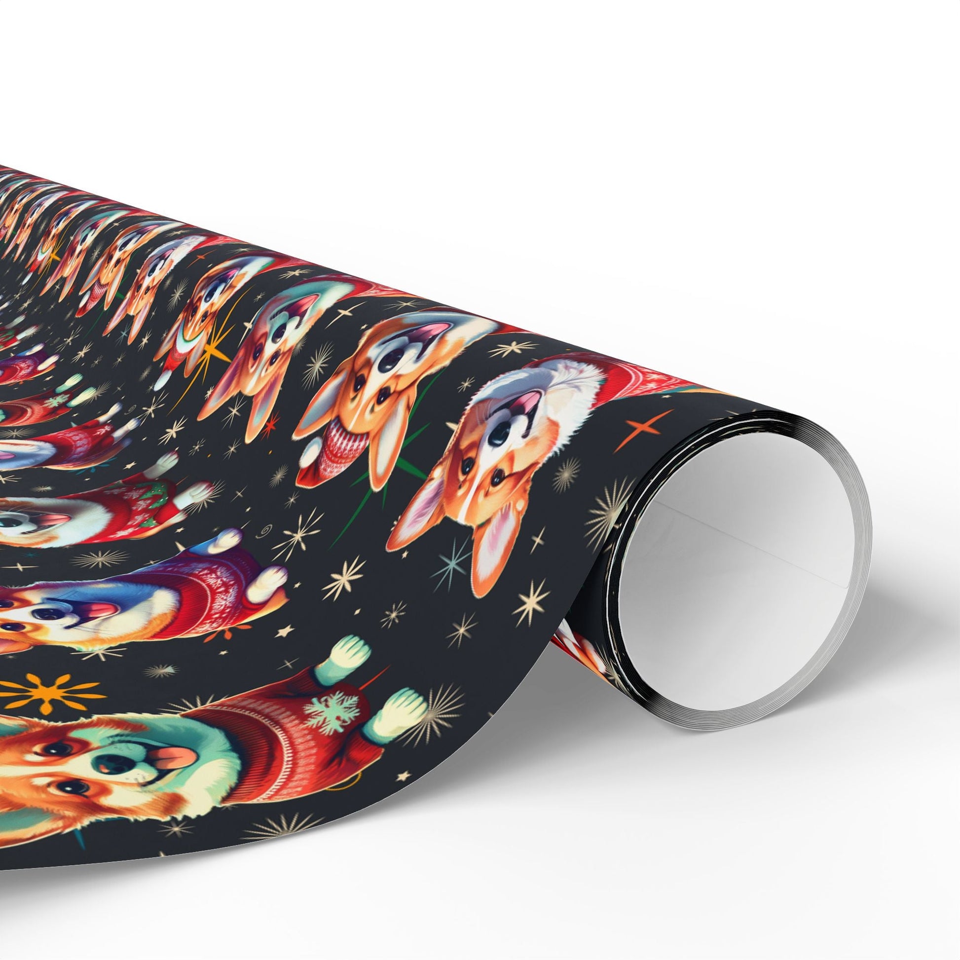 Holiday Corgis Wrapping Paper, Festive Christmas Gift Wrap, Cute Dog Lover Presents, Custom Printed Paper, Matte or Glossy, Three Sizes - EternalAscension