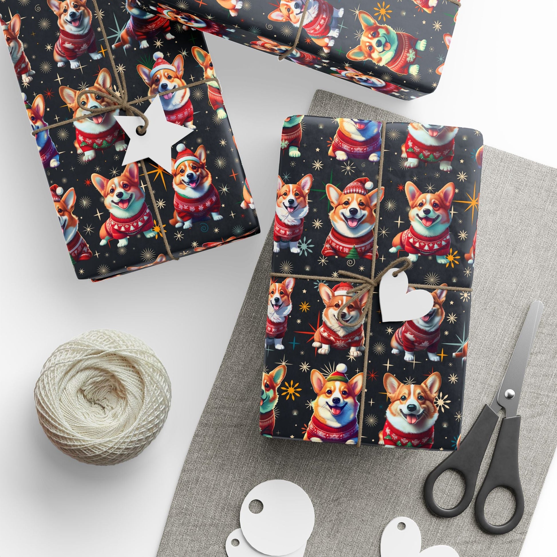 Holiday Corgis Wrapping Paper, Festive Christmas Gift Wrap, Cute Dog Lover Presents, Custom Printed Paper, Matte or Glossy, Three Sizes - EternalAscension