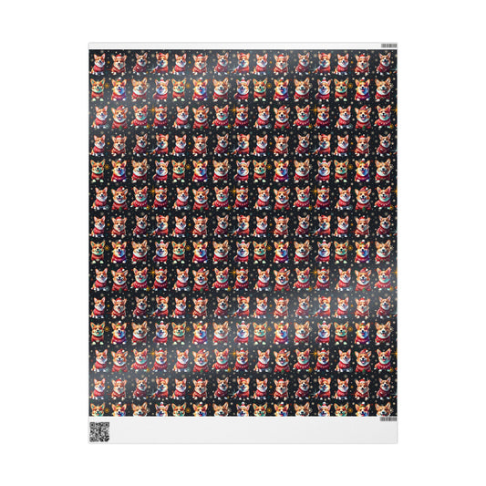 Holiday Corgis Wrapping Paper, Festive Christmas Gift Wrap, Cute Dog Lover Presents, Custom Printed Paper, Matte or Glossy, Three Sizes - EternalAscension