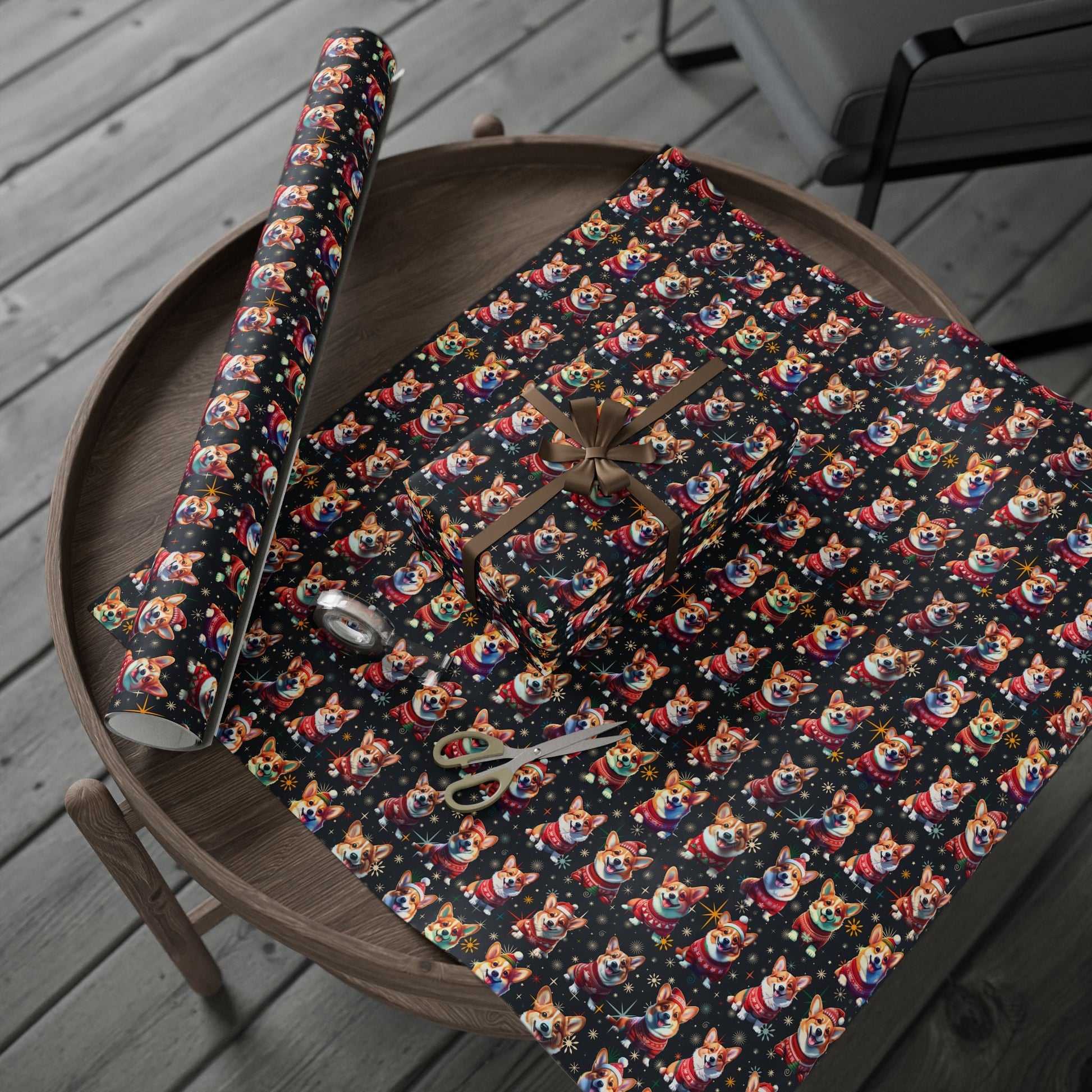 Holiday Corgis Wrapping Paper, Festive Christmas Gift Wrap, Cute Dog Lover Presents, Custom Printed Paper, Matte or Glossy, Three Sizes - EternalAscension