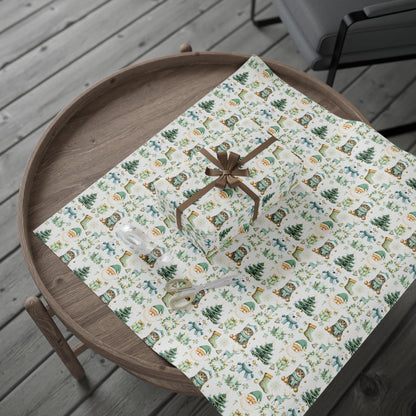Holiday Festivities Wrapping Paper - Polar Bear, Reindeer, Santa Claus, Christmas Tree - Festive Gift Wrap, Seasonal Decor, Gift Packaging - EternalAscension