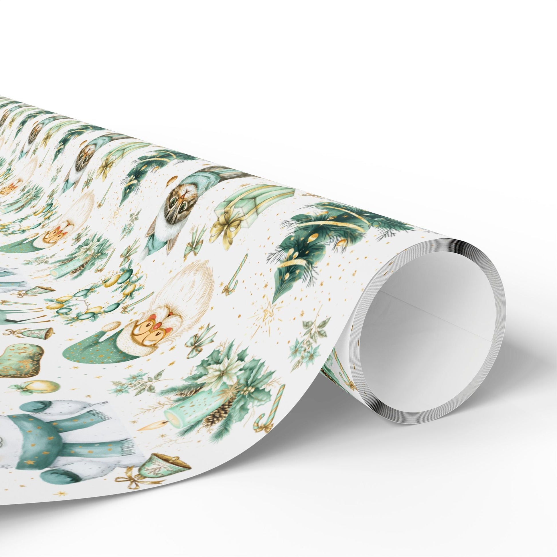 Holiday Festivities Wrapping Paper - Polar Bear, Reindeer, Santa Claus, Christmas Tree - Festive Gift Wrap, Seasonal Decor, Gift Packaging - EternalAscension