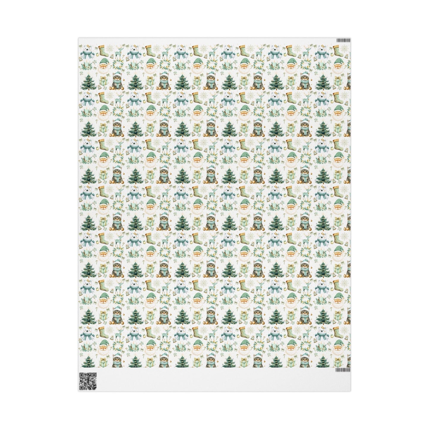 Holiday Festivities Wrapping Paper - Polar Bear, Reindeer, Santa Claus, Christmas Tree - Festive Gift Wrap, Seasonal Decor, Gift Packaging - EternalAscension