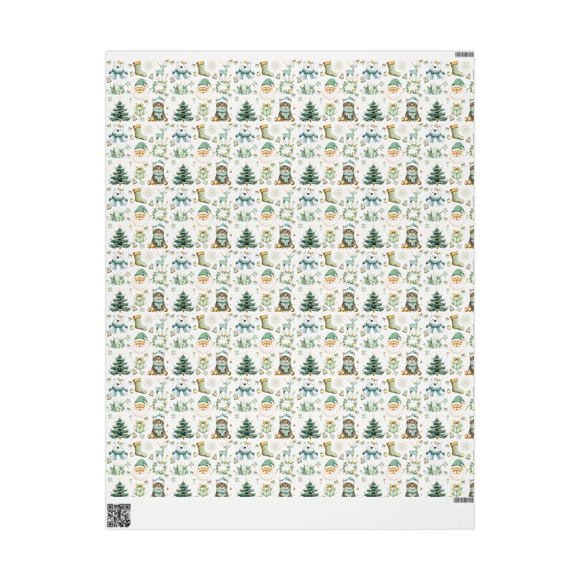 Holiday Festivities Wrapping Paper - Polar Bear, Reindeer, Santa Claus, Christmas Tree - Festive Gift Wrap, Seasonal Decor, Gift Packaging - EternalAscension