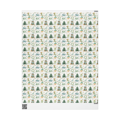 Holiday Festivities Wrapping Paper - Polar Bear, Reindeer, Santa Claus, Christmas Tree - Festive Gift Wrap, Seasonal Decor, Gift Packaging - EternalAscension
