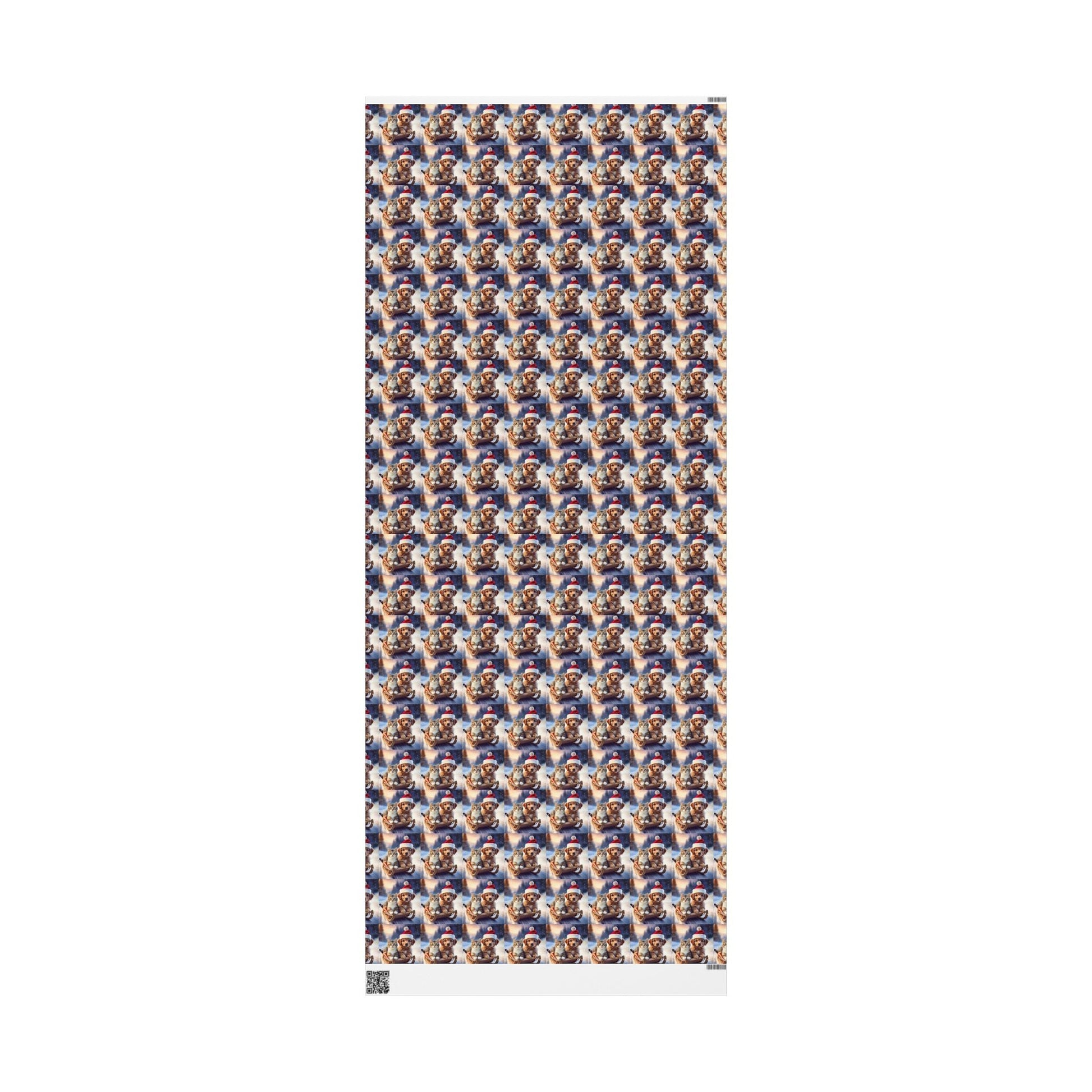 Holiday Sled Ride Wrapping Paper, Christmas Gift Wrap, Festive Cat and Dog Design, Matte or Glossy Finish, High - Quality Custom Art Paper, 3 - EternalAscension