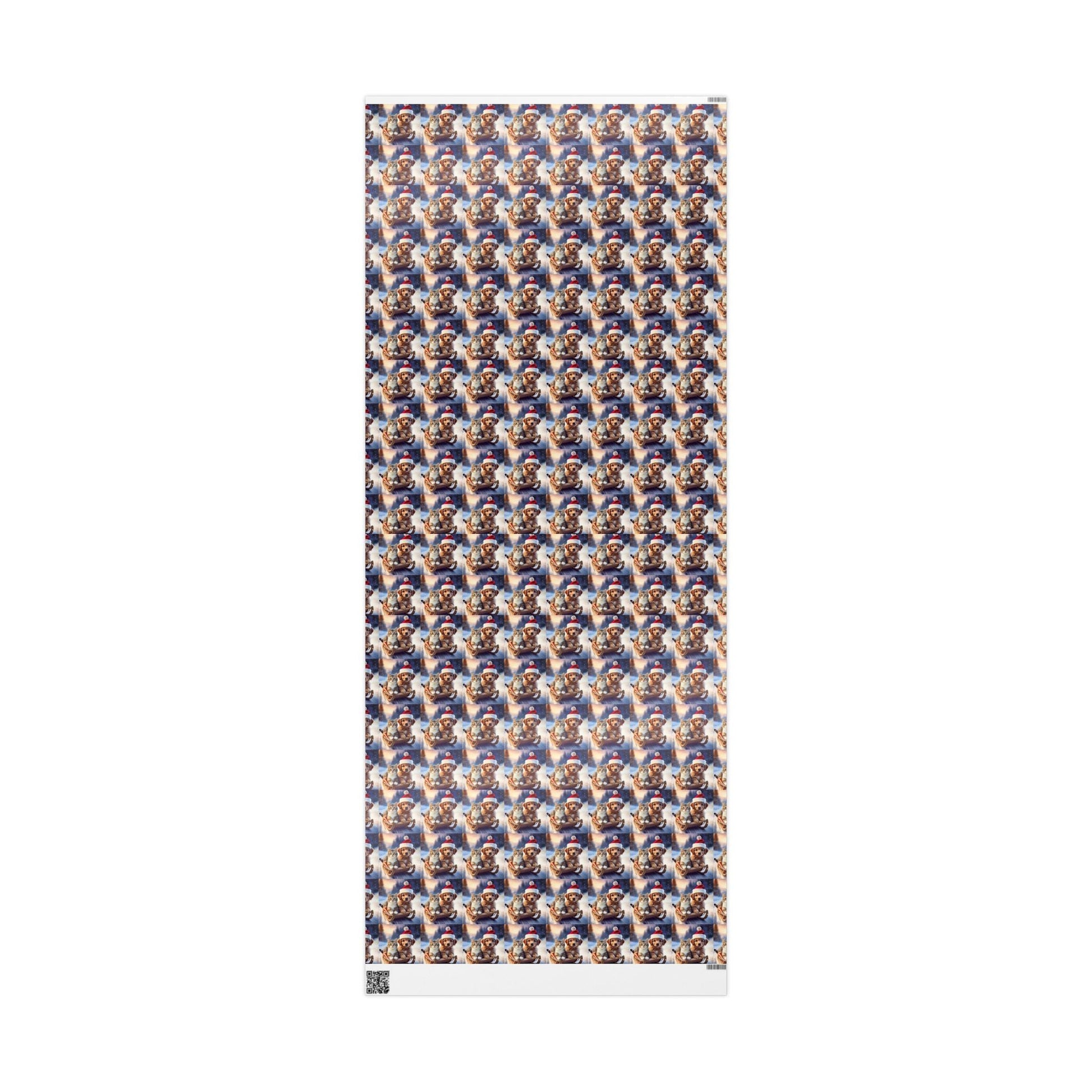 Holiday Sled Ride Wrapping Paper, Christmas Gift Wrap, Festive Cat and Dog Design, Matte or Glossy Finish, High - Quality Custom Art Paper, 3 - EternalAscension