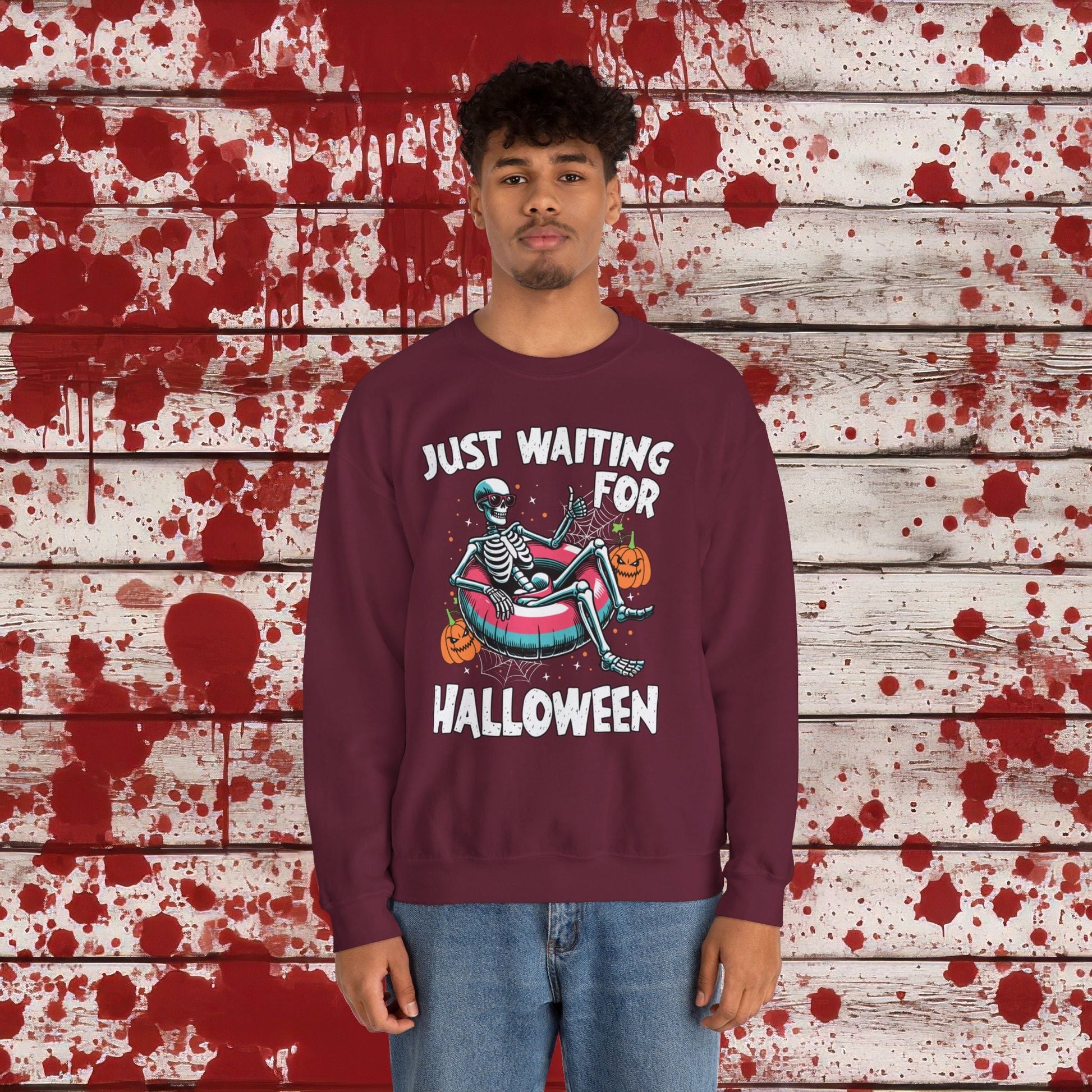 🎃Just Waiting for Halloween 👻 Unisex Heavy Blend™ Crewneck Sweatshirt - EternalAscension