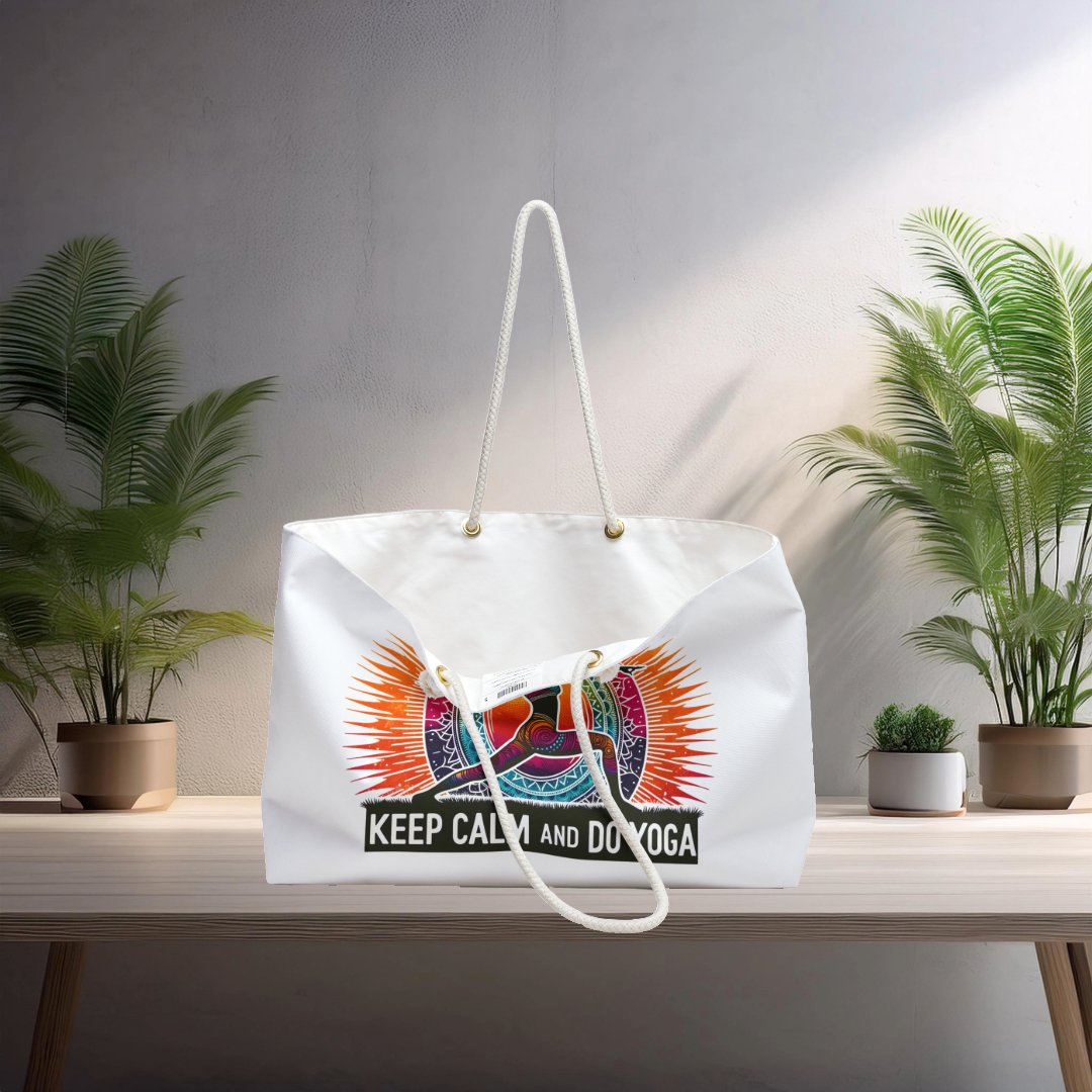 Keep Calm and Do Yoga Tote Bag - Serene Mandala Design - EternalAscension