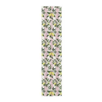 Lemon Branches Pink Pattern Table Runner - EternalAscension