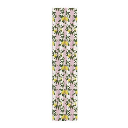 Lemon Branches Pink Pattern Table Runner - EternalAscension