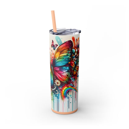 Luminous Flutter Skinny Tumbler with Straw, 20oz - EternalAscension