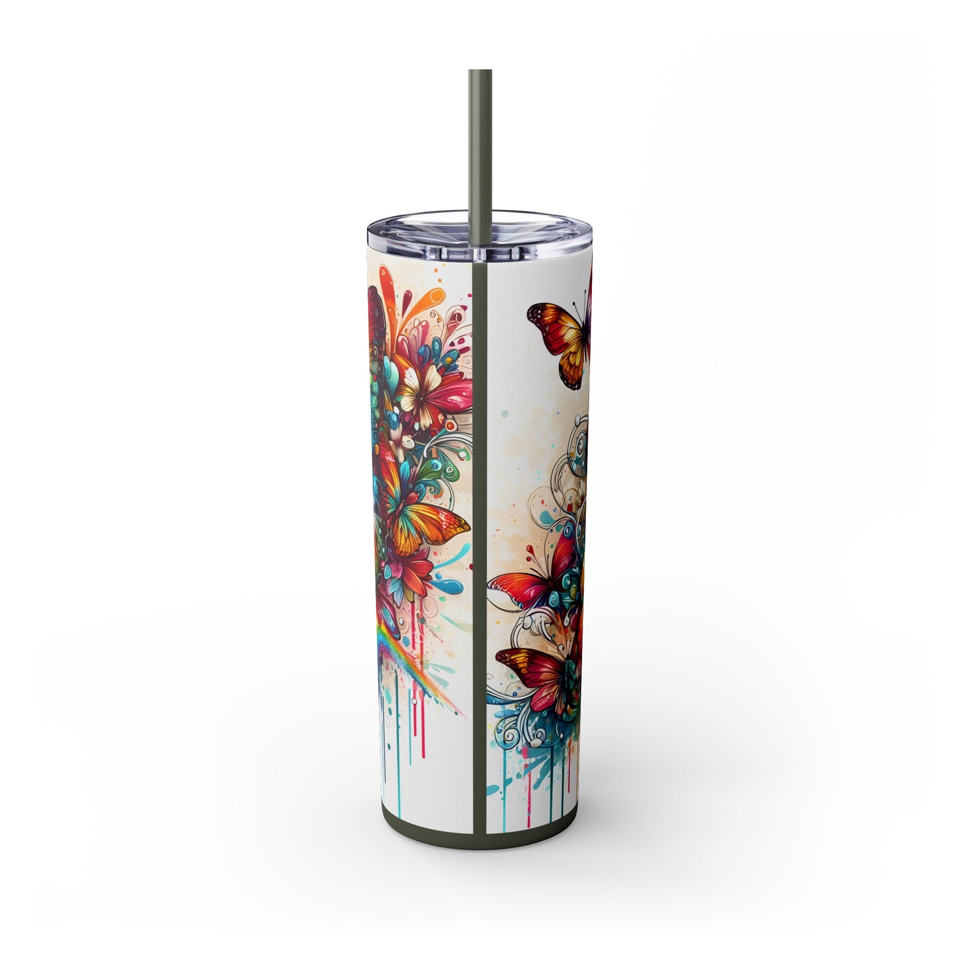 Luminous Flutter Skinny Tumbler with Straw, 20oz - EternalAscension
