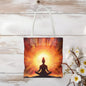 Meditation Tote Bag - Serene Silhouette with 'RISE AND SHINE' Quote - EternalAscension