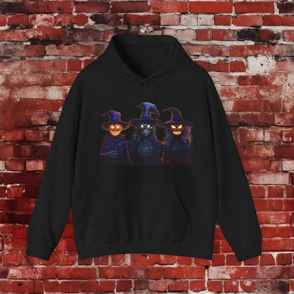 Menacing Trio Halloween Unisex Heavy Blend™ Hooded Sweatshirt - EternalAscension