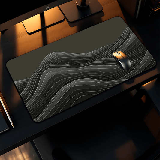 Minimalist Mountain Desk Mat | Topographic Wave Extended Mouse Pad | Masculine Nature Desk Decor | Large Gaming Mat Gift for Him - EternalAscension