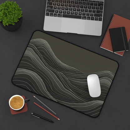 Minimalist Mountain Desk Mat | Topographic Wave Extended Mouse Pad | Masculine Nature Desk Decor | Large Gaming Mat Gift for Him - EternalAscension