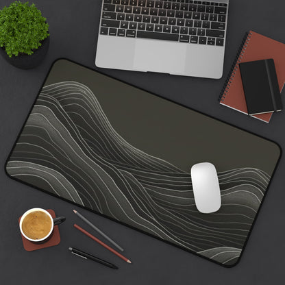 Minimalist Mountain Desk Mat | Topographic Wave Extended Mouse Pad | Masculine Nature Desk Decor | Large Gaming Mat Gift for Him - EternalAscension
