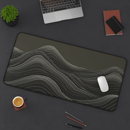 Minimalist Mountain Desk Mat | Topographic Wave Extended Mouse Pad | Masculine Nature Desk Decor | Large Gaming Mat Gift for Him - EternalAscension