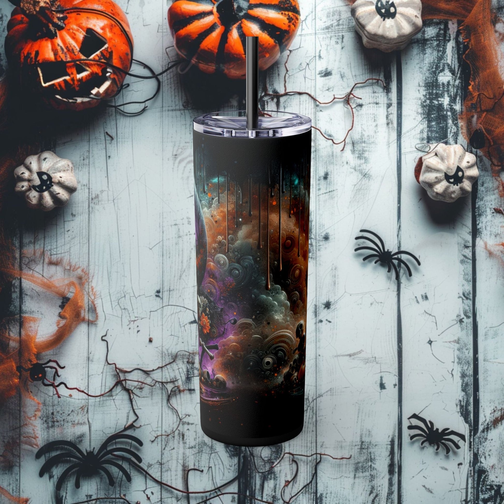 Moonlit Haunt Skinny Tumbler with Straw, 20oz - EternalAscension