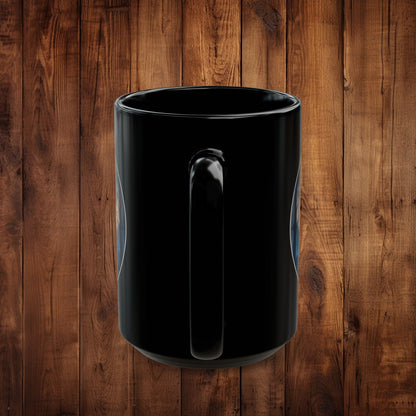 Moonlit Stag Black Mug, Wilderness Nature Lover Coffee Tea Cup, 11oz 15oz, Customizable Ceramic Mug, Gift for Outdoors Enthusiast - EternalAscension