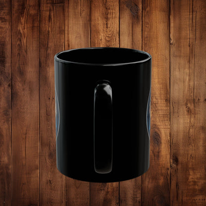 Moonlit Stag Black Mug, Wilderness Nature Lover Coffee Tea Cup, 11oz 15oz, Customizable Ceramic Mug, Gift for Outdoors Enthusiast - EternalAscension