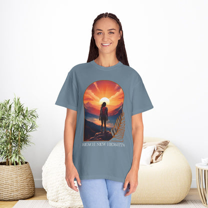 Mountain Explorer Graphic T-shirt, Adventure Nature Lover Tee, Reach New Heights Blue Shirt, Unisex Hiking Apparel, Outdoor Enthusiast Gift, - EternalAscension
