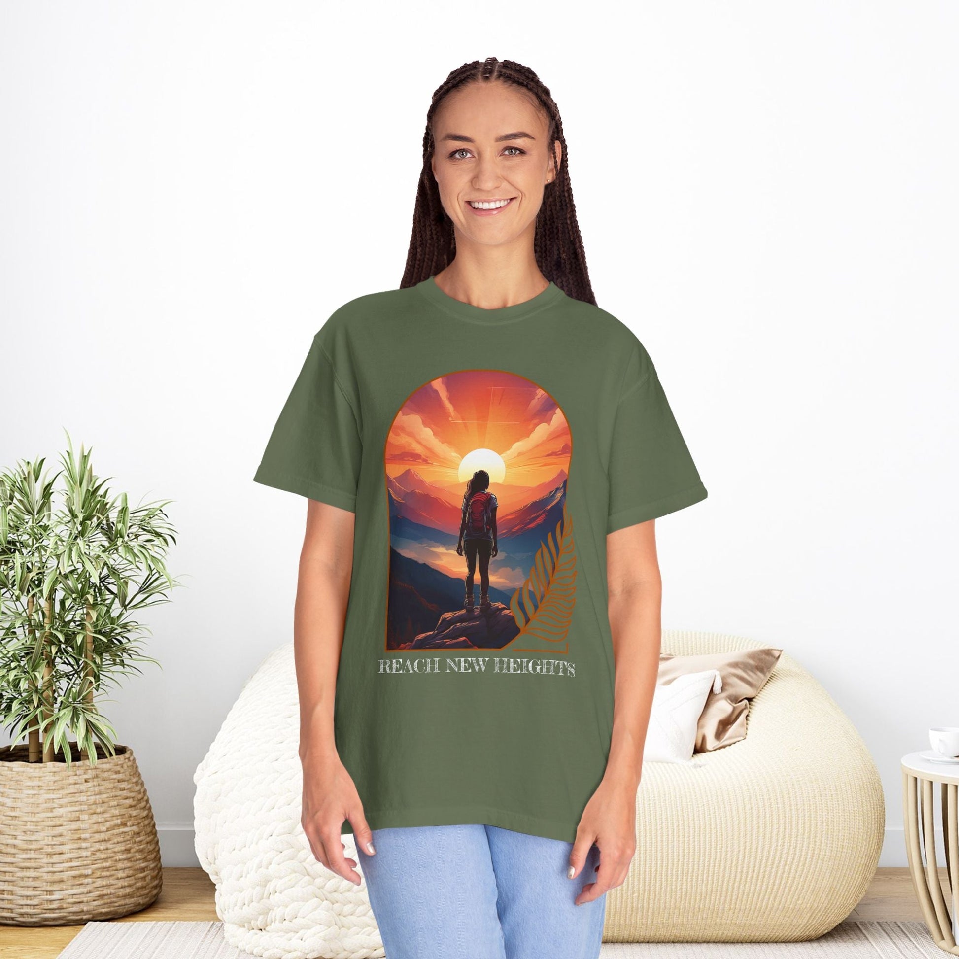 Mountain Explorer Graphic T-shirt, Adventure Nature Lover Tee, Reach New Heights Blue Shirt, Unisex Hiking Apparel, Outdoor Enthusiast Gift, - EternalAscension
