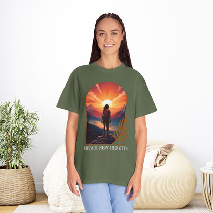 Mountain Explorer Graphic T-shirt, Adventure Nature Lover Tee, Reach New Heights Blue Shirt, Unisex Hiking Apparel, Outdoor Enthusiast Gift, - EternalAscension