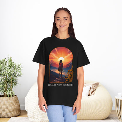 Mountain Explorer Graphic T-shirt, Adventure Nature Lover Tee, Reach New Heights Blue Shirt, Unisex Hiking Apparel, Outdoor Enthusiast Gift, - EternalAscension