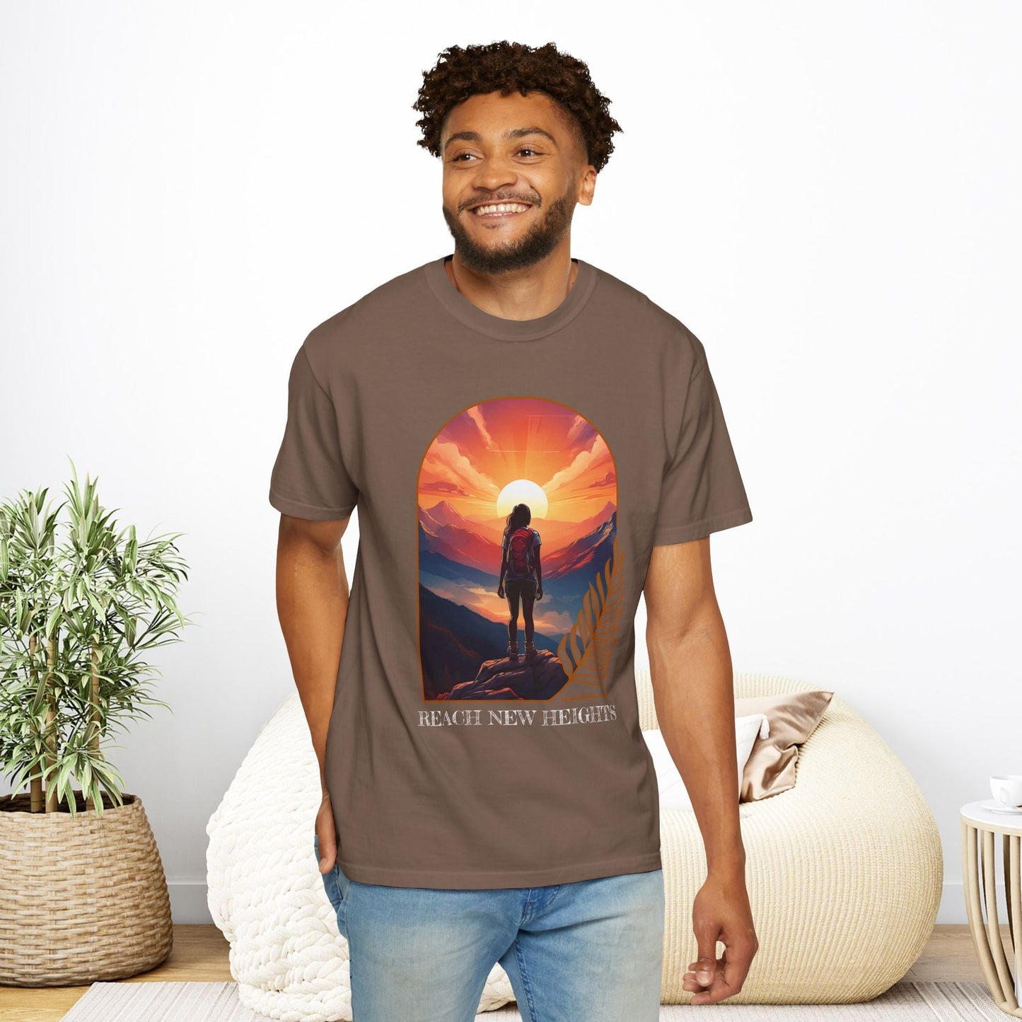 Mountain Explorer Graphic T-shirt, Adventure Nature Lover Tee, Reach New Heights Blue Shirt, Unisex Hiking Apparel, Outdoor Enthusiast Gift, - EternalAscension