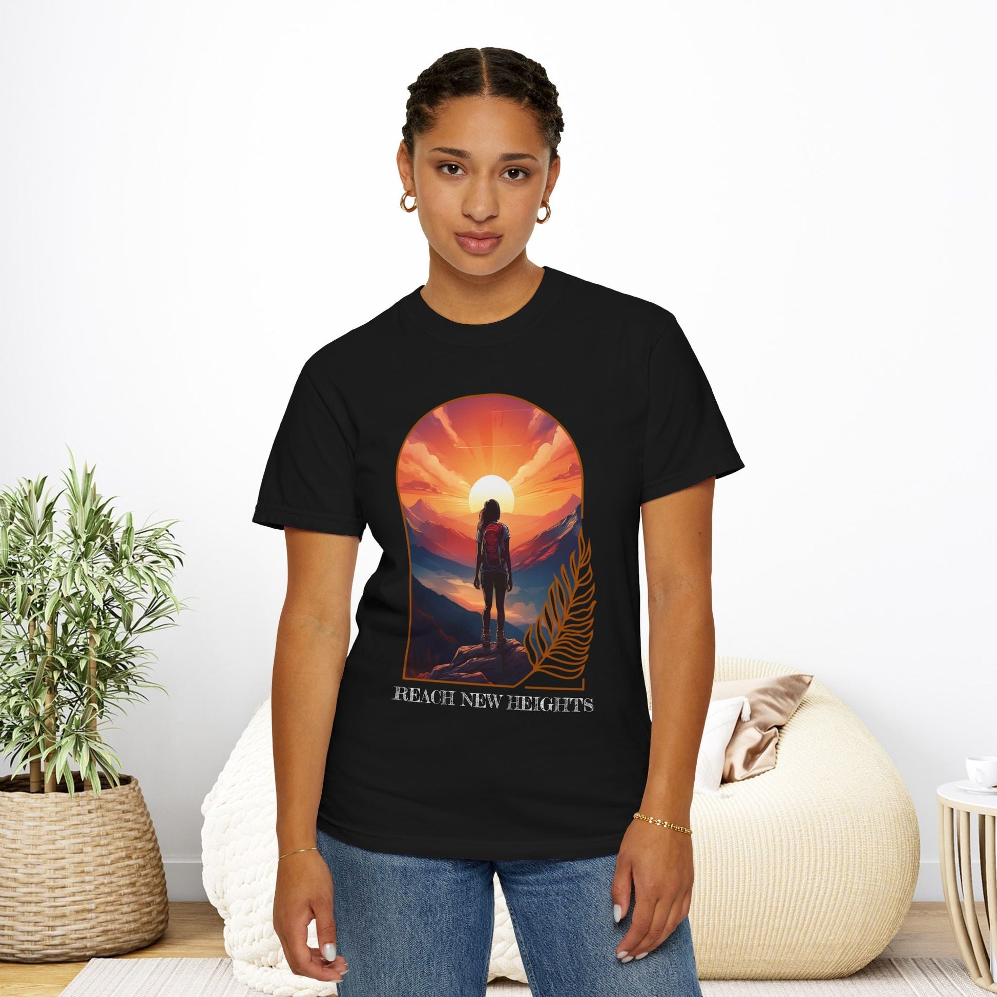 Mountain Explorer Graphic T-shirt, Adventure Nature Lover Tee, Reach New Heights Blue Shirt, Unisex Hiking Apparel, Outdoor Enthusiast Gift, - EternalAscension