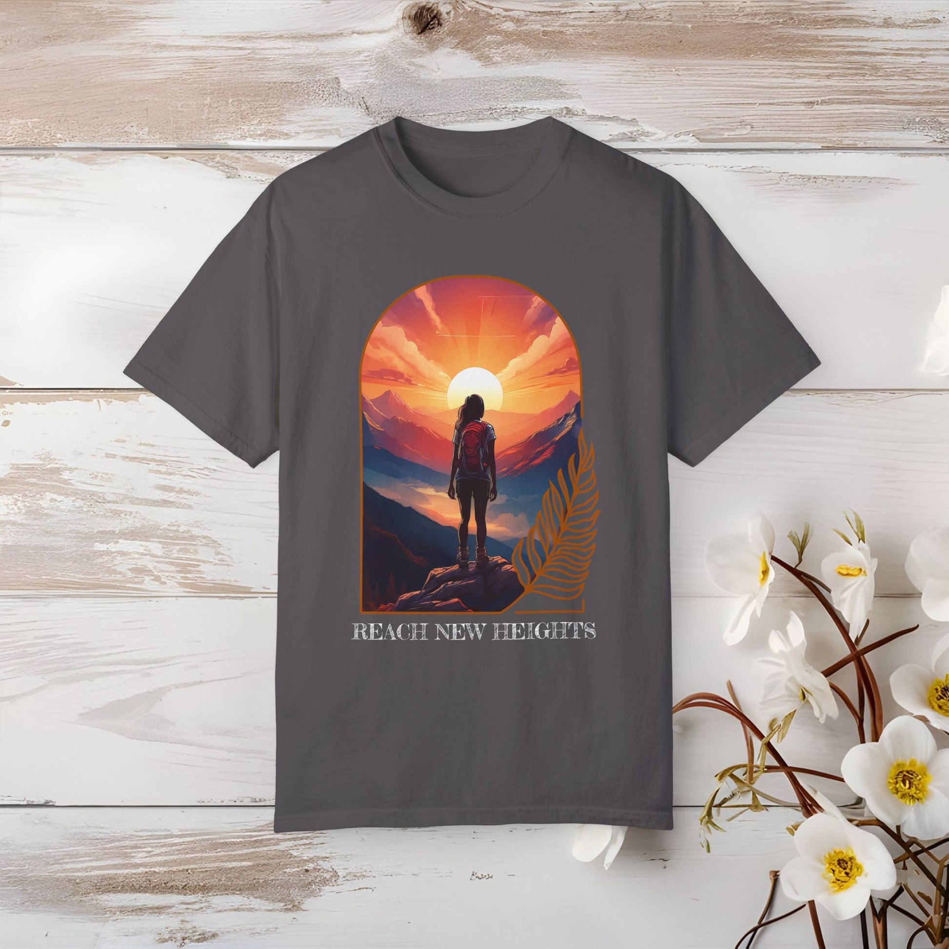 Mountain Explorer Graphic T-shirt, Adventure Nature Lover Tee, Reach New Heights Blue Shirt, Unisex Hiking Apparel, Outdoor Enthusiast Gift, - EternalAscension