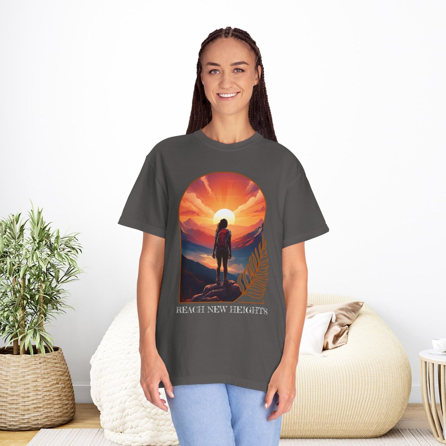 Mountain Explorer Graphic T-shirt, Adventure Nature Lover Tee, Reach New Heights Blue Shirt, Unisex Hiking Apparel, Outdoor Enthusiast Gift, - EternalAscension