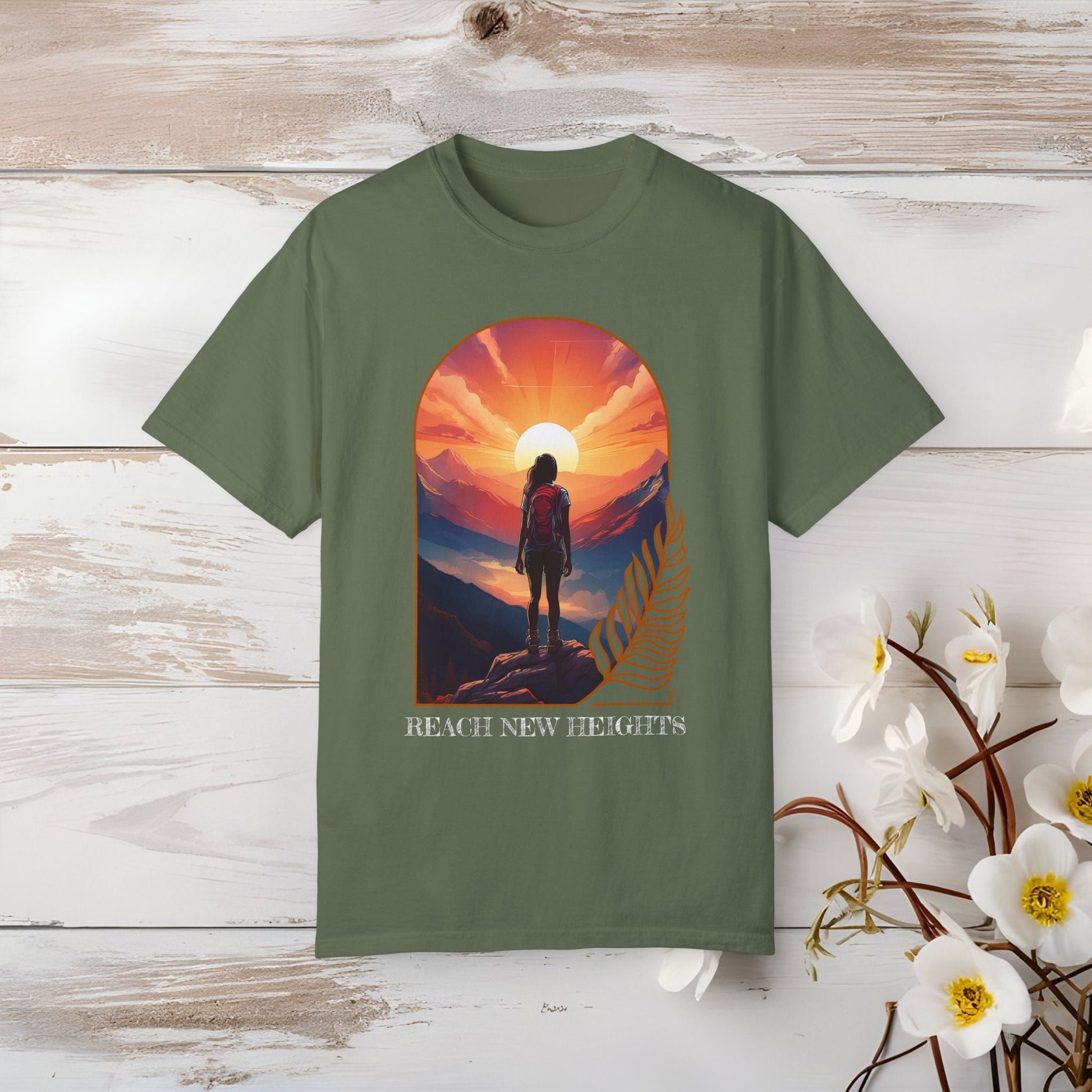 Mountain Explorer Graphic T-shirt, Adventure Nature Lover Tee, Reach New Heights Blue Shirt, Unisex Hiking Apparel, Outdoor Enthusiast Gift, - EternalAscension
